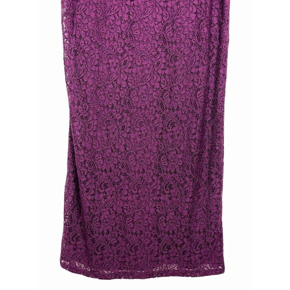 Adrianna Papell Lace Maxi Dress Purple 14 Petite Shortened Wedding Guest Formal - Picture 9 of 13
